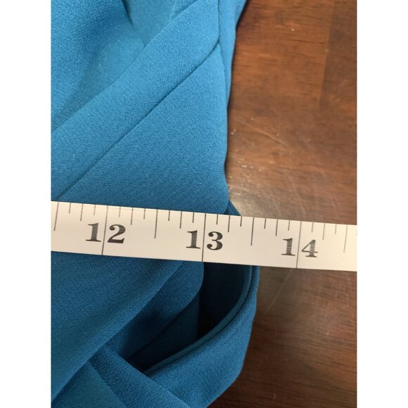 Eliza J. Drape Laguna Crepe Cocktail Shift Dress Size 4 Teal - Picture 7 of 8
